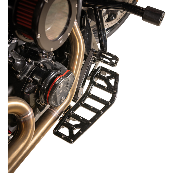 Thrashin Supply Co. Aggressor Max Grip billet aluminum floorboards with stainless steel cleats for Harley-Davidson Street Glide, Road Glide, and Softail