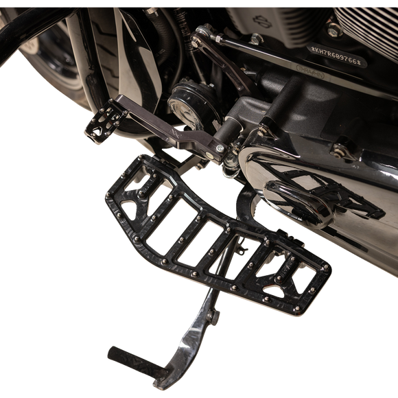 Thrashin Supply Co. Aggressor Max Grip billet aluminum floorboards with stainless steel cleats for Harley-Davidson Street Glide, Road Glide, and Softail
