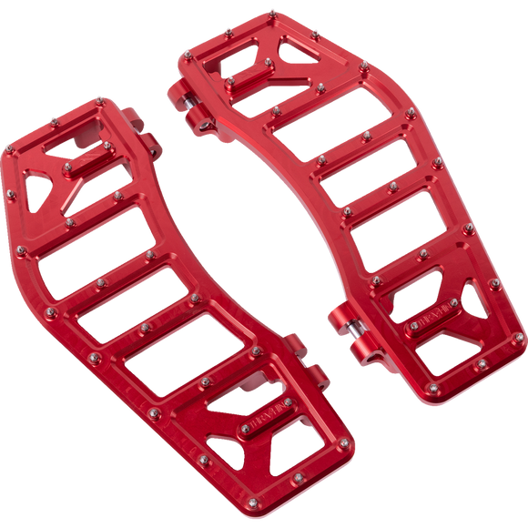 Thrashin Supply Co. Aggressor Max Grip billet aluminum floorboards with stainless steel cleats for Harley-Davidson Street Glide, Road Glide, and Softail