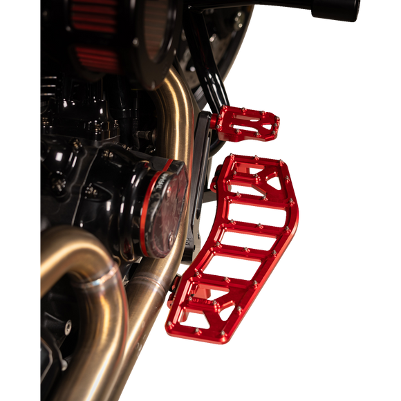 Thrashin Supply Co. Aggressor Max Grip billet aluminum floorboards with stainless steel cleats for Harley-Davidson Street Glide, Road Glide, and Softail