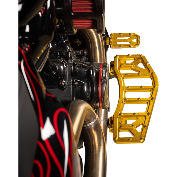 Thrashin Supply Co. Aggressor Max Grip billet aluminum floorboards with stainless steel cleats for Harley-Davidson Street Glide, Road Glide, and Softail
