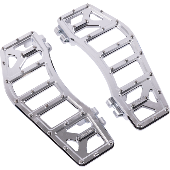 Thrashin Supply Co. Aggressor Max Grip billet aluminum floorboards with stainless steel cleats for Harley-Davidson Street Glide, Road Glide, and Softail