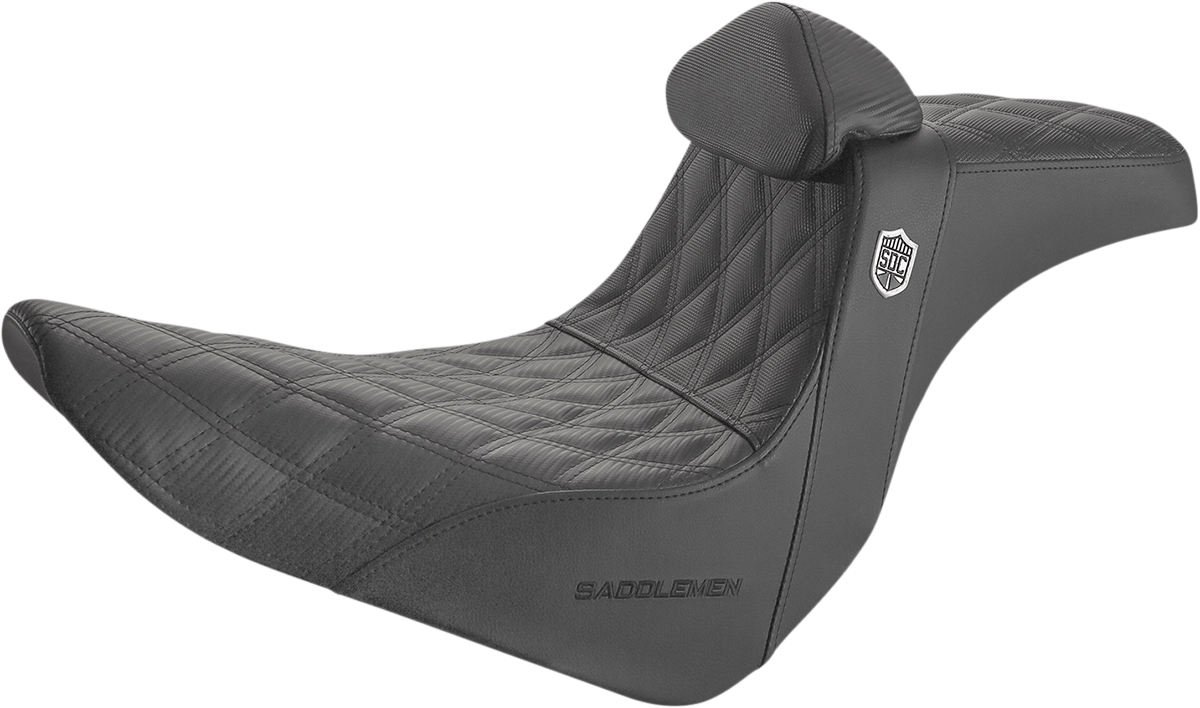 SADDLEMEN Pro Series SDC Performance Seat - w/ Backrest - Lattice Stitch/Lumbar Gripper - FL/FX '18-'24 SC81829DBRT