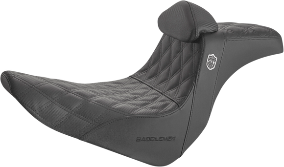 SADDLEMEN Pro Series SDC Performance Seat - w/ Backrest - Lattice Stitch/Lumbar Gripper - FL/FX '18-'24 SC81829DBRT