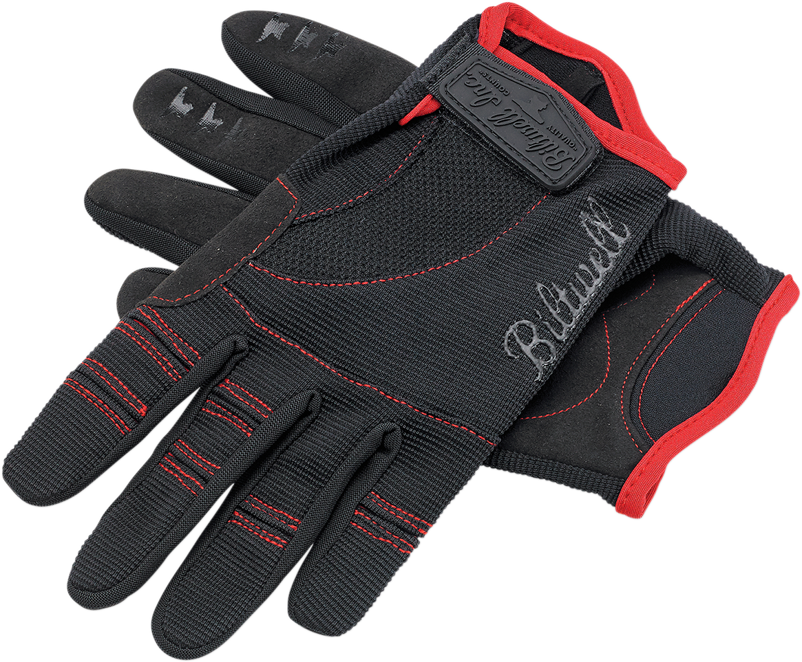 BILTWELL Moto Gloves - Black/Red - Small 1501-0108-002