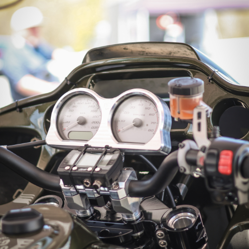 2-inch handlebar risers for Harley‑Davidson
Motorcycle instrument cluster with handlebar risers