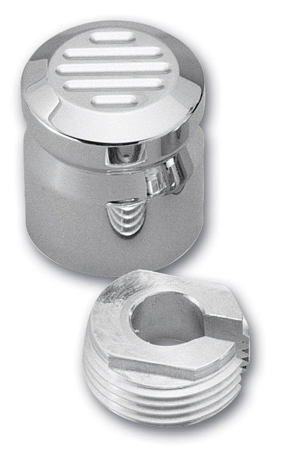 Pro-One #200220 ball-milled show-chrome motorcycle choke knob cover with threaded adapter