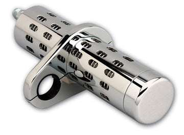 Chrome oil cooler with universal clamp for Harley-Davidson (no gauge), two #6 AN fittings, fits 1-1/2 in frame tube, 8-3/4 in long