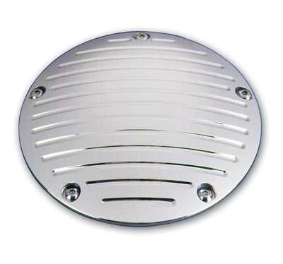 Chrome billet aluminum derby cover, ball-milled slotted design, for Harley-Davidson TC88 Big Twin 1999–2017