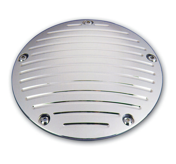 Chrome billet aluminum derby cover, ball-milled slotted design, for Harley-Davidson TC88 Big Twin 1999–2017