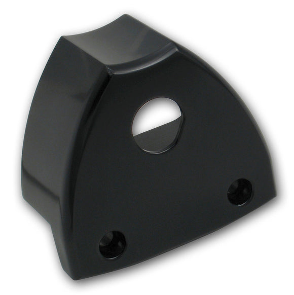 Black anodized billet aluminum key switch bracket for Harley-Davidson EVO 1984–1999, mounts up or down