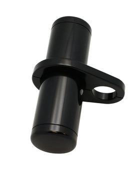 7-inch black billet aluminum motorcycle stash tube with mounting clamp for 1-1/2-inch frame, waterproof O-ring caps