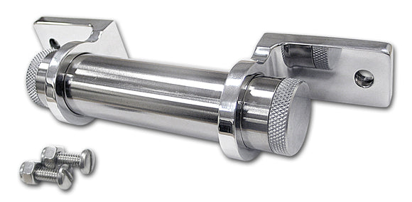 Mini registration holder upright for Harley-Davidson & metric cruisers, 4.5in stainless tube, chrome billet aluminum brackets