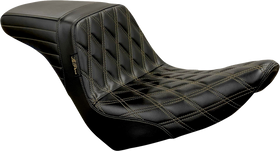 LE PERA Kickflip Seat - Diamond w/Chestnut Stitching - Black - Softail '18-'23 LYR-590DD-CHET