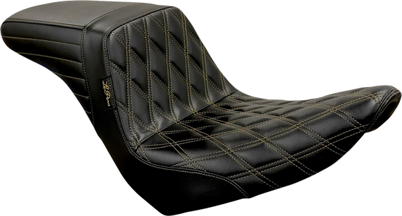 LE PERA Kickflip Seat - Diamond w/Chestnut Stitching - Black - Softail '18-'23 LYR-590DD-CHET