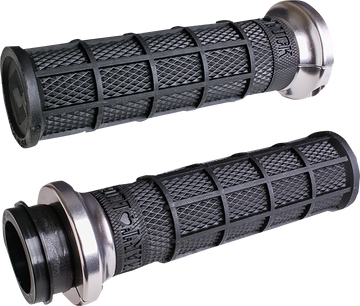 ODI Hart-Luck Signature V-Twin Lock-On* Grips - Cable - Black/Silver V31HCW-BB-S