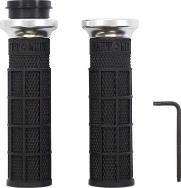 ODI Hart-Luck Signature V-Twin Lock-On* Grips - TBW - Black/Silver V31HTW-BB-S