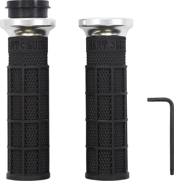 ODI Hart-Luck Signature V-Twin Lock-On* Grips - TBW - Black/Silver V31HTW-BB-S