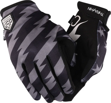 THRASHIN SUPPLY CO. Stars & Bolts Stealth Gloves - Black/Gray - Small SV1-13-08