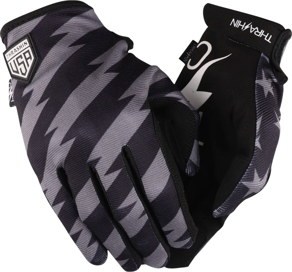 THRASHIN SUPPLY CO. Stars & Bolts Stealth Gloves - Black/Gray - Medium SV1-13-09