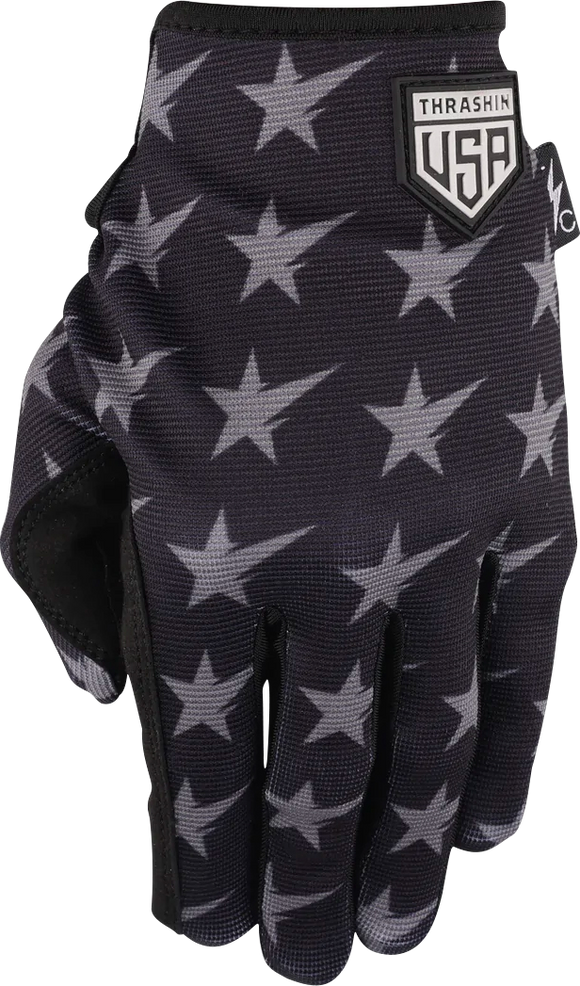 THRASHIN SUPPLY CO. Stars & Bolts Stealth Gloves - Black/Gray - Medium SV1-13-09