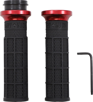 ODI Hart-Luck Signature V-Twin Lock-On* Grips - TBW - Black/Red V31HTW-BB-R