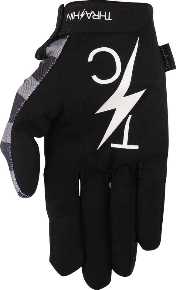THRASHIN SUPPLY CO. Stars & Bolts Stealth Gloves - Black/Gray - Medium SV1-13-09