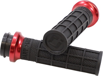ODI Hart-Luck Signature V-Twin Lock-On* Grips - TBW - Black/Red V31HTW-BB-R