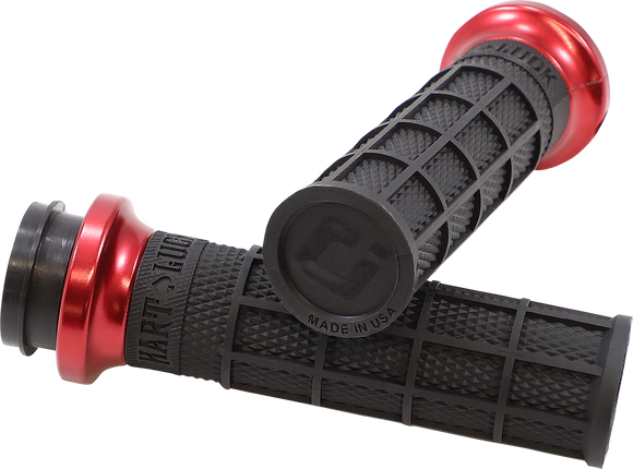 ODI Hart-Luck Signature V-Twin Lock-On* Grips - TBW - Black/Red V31HTW-BB-R