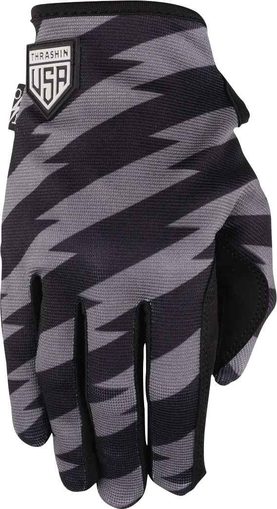 THRASHIN SUPPLY CO. Stars & Bolts Stealth Gloves - Black/Gray - Medium SV1-13-09