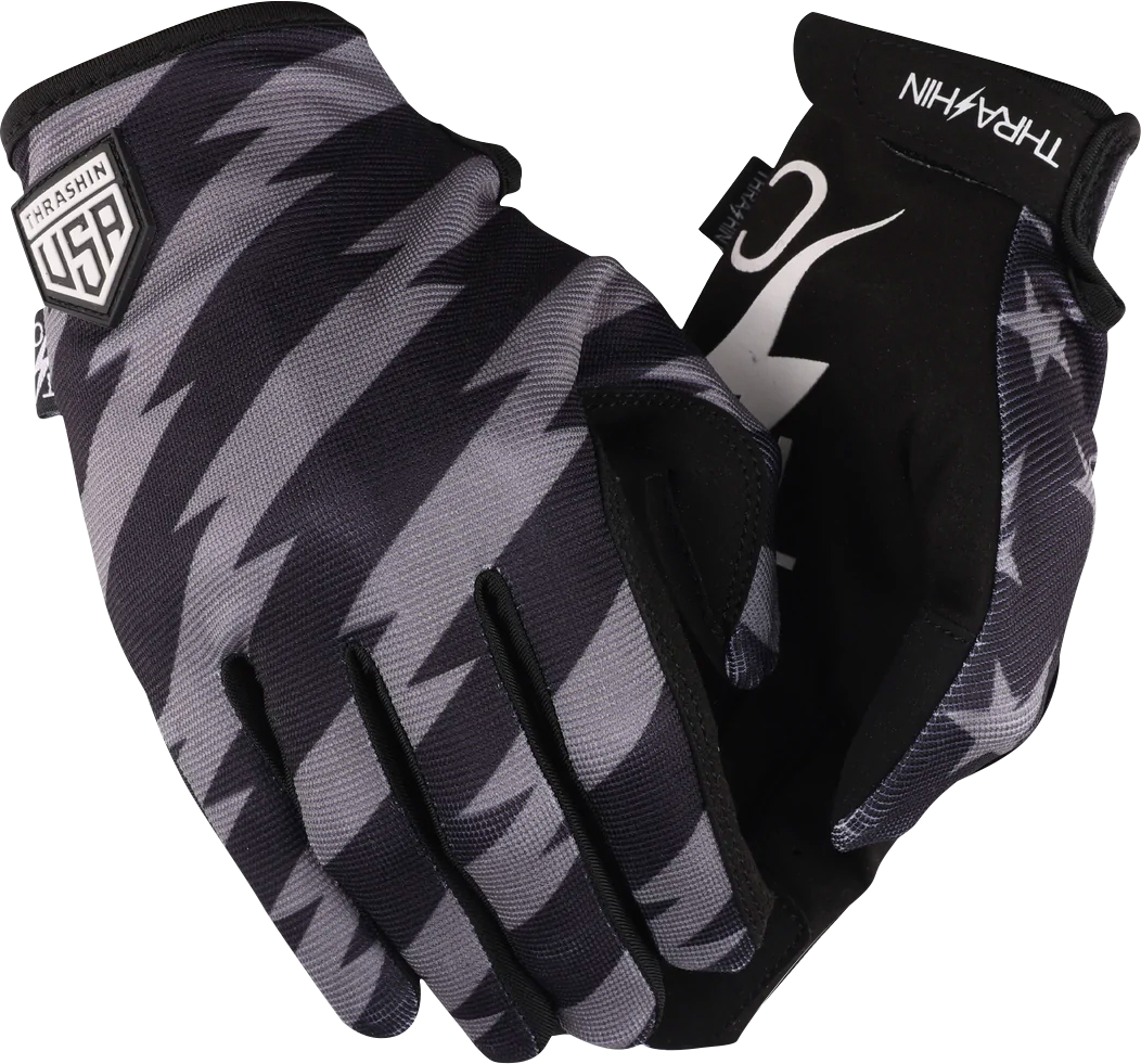 THRASHIN SUPPLY CO. Stars & Bolts Stealth Gloves - Black/Gray - XL SV1-13-11