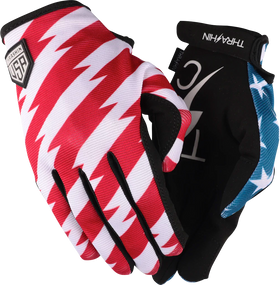 THRASHIN SUPPLY CO. Stars & Bolts Stealth Gloves - Red/Blue - Medium SV1-12-09