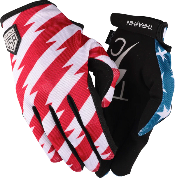 THRASHIN SUPPLY CO. Stars & Bolts Stealth Gloves - Red/Blue - Large SV1-12-10
