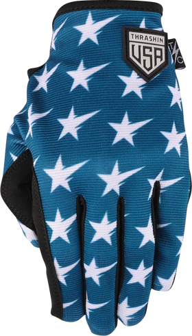 THRASHIN SUPPLY CO. Stars & Bolts Stealth Gloves - Red/Blue - Medium SV1-12-09