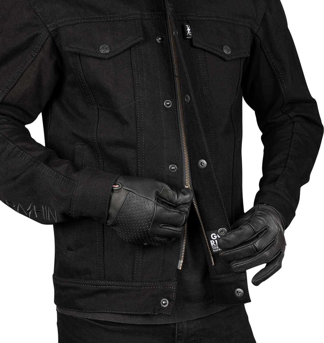THRASHIN SUPPLY CO. Highway v2 Denim Riding Jacket - Black - 2XL TMJ-10-12