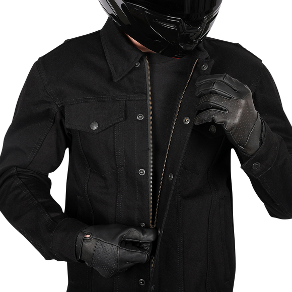 THRASHIN SUPPLY CO. Highway v2 Denim Riding Jacket - Black - Large TMJ-10-10