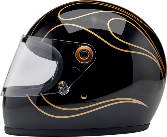 BILTWELL Gringo S Helmet - Gloss Black Flames - Small 1003-567-502