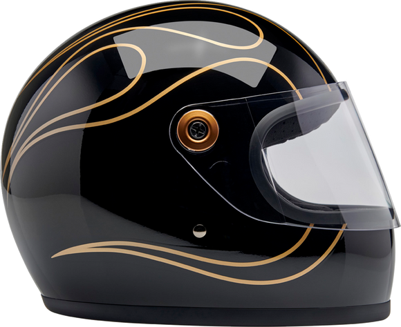 BILTWELL Gringo S Helmet - Gloss Black Flames - Small 1003-567-502