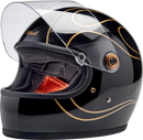 BILTWELL Gringo S Helmet - Gloss Black Flames - Small 1003-567-502