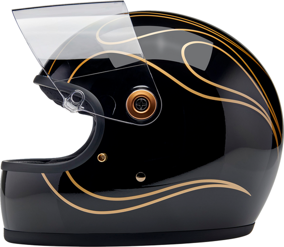 BILTWELL Gringo S Helmet - Gloss Black Flames - Small 1003-567-502