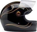 BILTWELL Gringo S Helmet - Gloss Black Flames - Small 1003-567-502