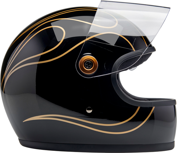 BILTWELL Gringo S Helmet - Gloss Black Flames - Small 1003-567-502