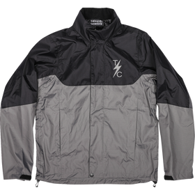 Thrashin Supply Co. Mission waterproof motorcycle rain jacket in black and gray