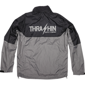 Thrashin Supply Co. Mission waterproof motorcycle rain jacket in black and gray