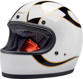 BILTWELL Gringo Helmet - Flames - White/Black - 2XL 1002-561-506