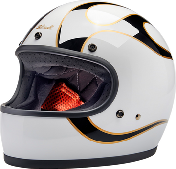 BILTWELL Gringo Helmet - Flames - White/Black - 2XL 1002-561-506