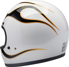 BILTWELL Gringo Helmet - Flames - White/Black - 2XL 1002-561-506