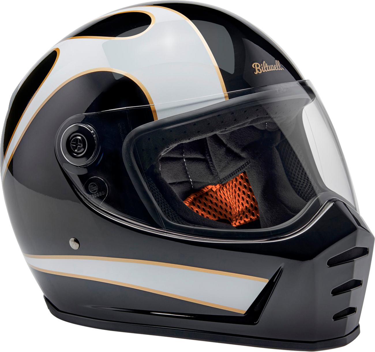 BILTWELL Lane Splitter Helmet - Gloss Black/White Flames - 2XL 1004-570-506
