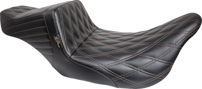 LE PERA Tailwhip Seat - Double Diamond w/ Chestnut Thread - Black - FL '08-'24 LK-587DD-CHET