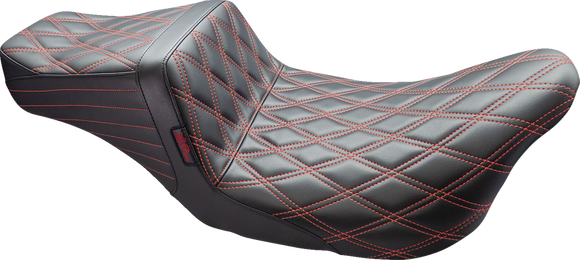 LE PERA Tailwhip Seat - Double Diamond w/ Red Thread - Black - FL '08-'24 LK-587DD-RED